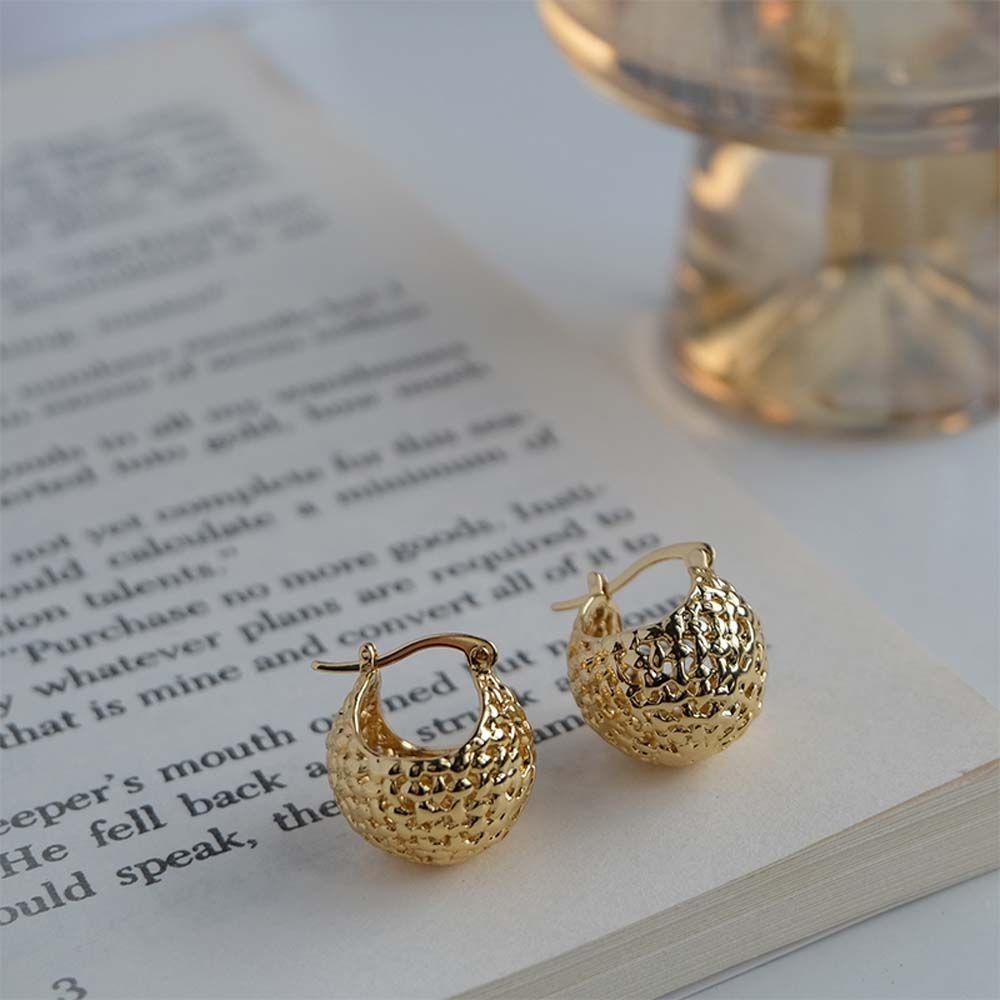 Khuyên Tai Hình Giỏ Tròn Phong Cách Pháp Cổ Điển Cho Nữ