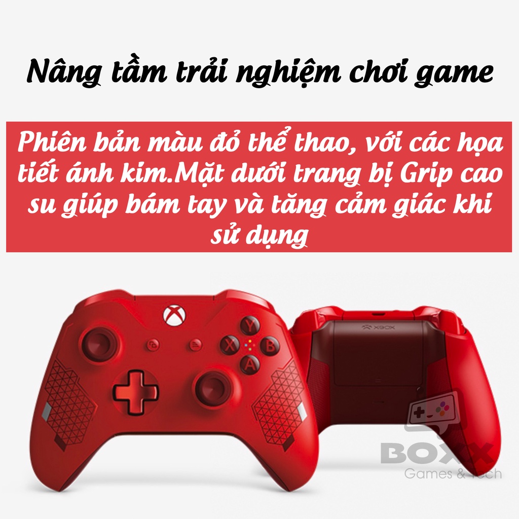 Tay cầm xbox one s chính hãng màu Sport Red, tay cầm chơi game xbox tặng kèm cáp