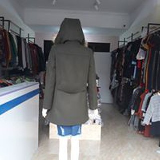 Áo khoác dạ có mũ lông - ASOS