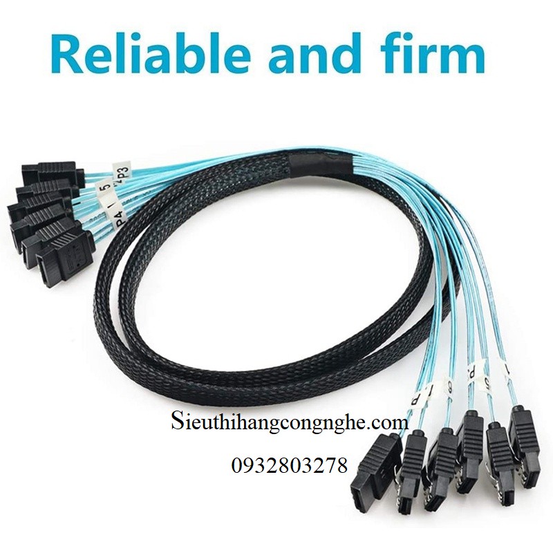 Cáp SAS SATA III 6Gbps 6 cổng dài 1M cho SERVER/PC SATA 7 Pin Sang SATA 7 Pin
