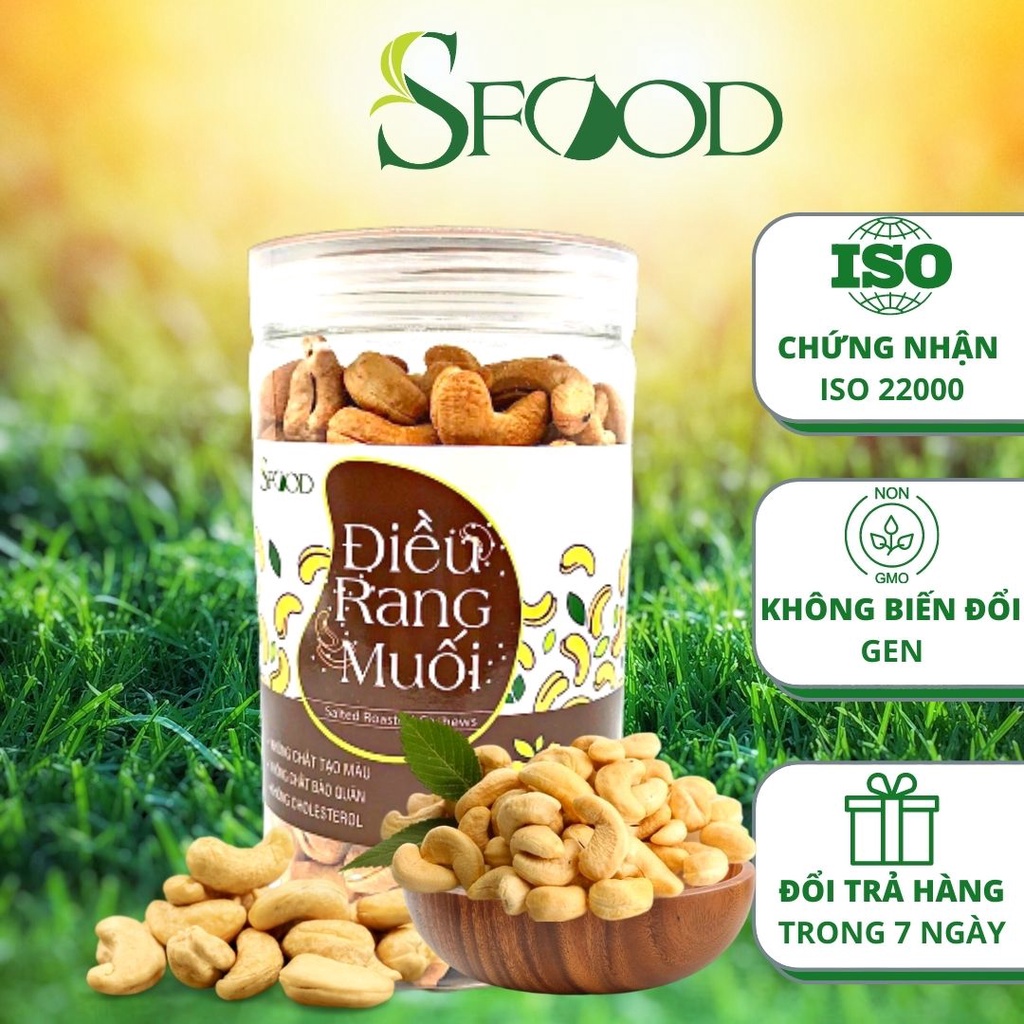Hạt điều rang muối nguyên hạt SFOOD, hạt điều rang muối Bình Phước tách lụa