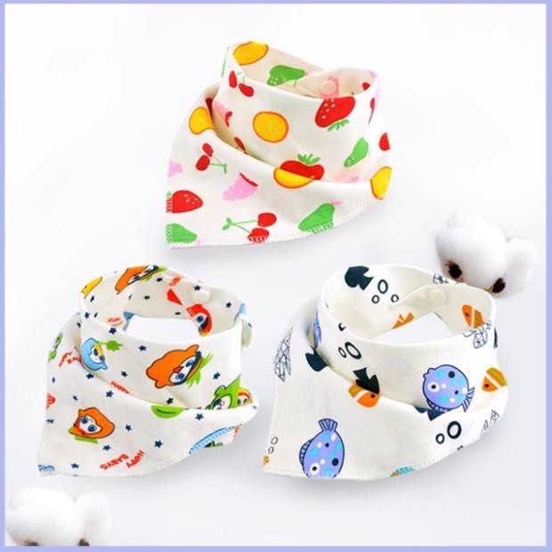 Khăn yếm tam giác Cotton 2 lớp cúc bấm cao cấp cho bé từ 0 đến 4 tuổi (loại 2 nấc cúc bấm)