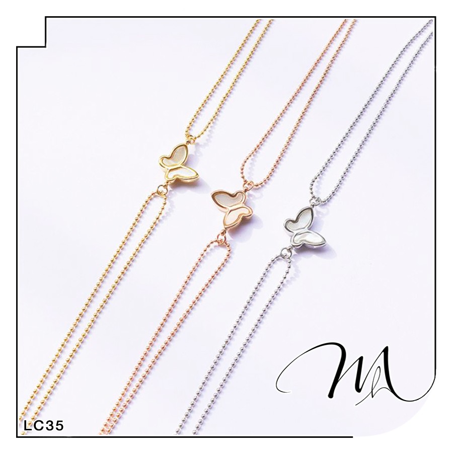 Lắc chân nữ Titan dây bi đôi mặt bướm xà cừ độc đáo - Măng’s House LC35