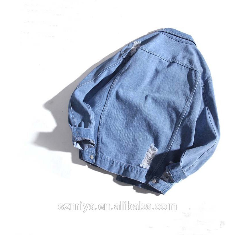 [6 TÚI] Áo khoác jean nam rách form rộng trơn màu xanh, áo bò - màu xanh.  [CHIWAWA SHOP]