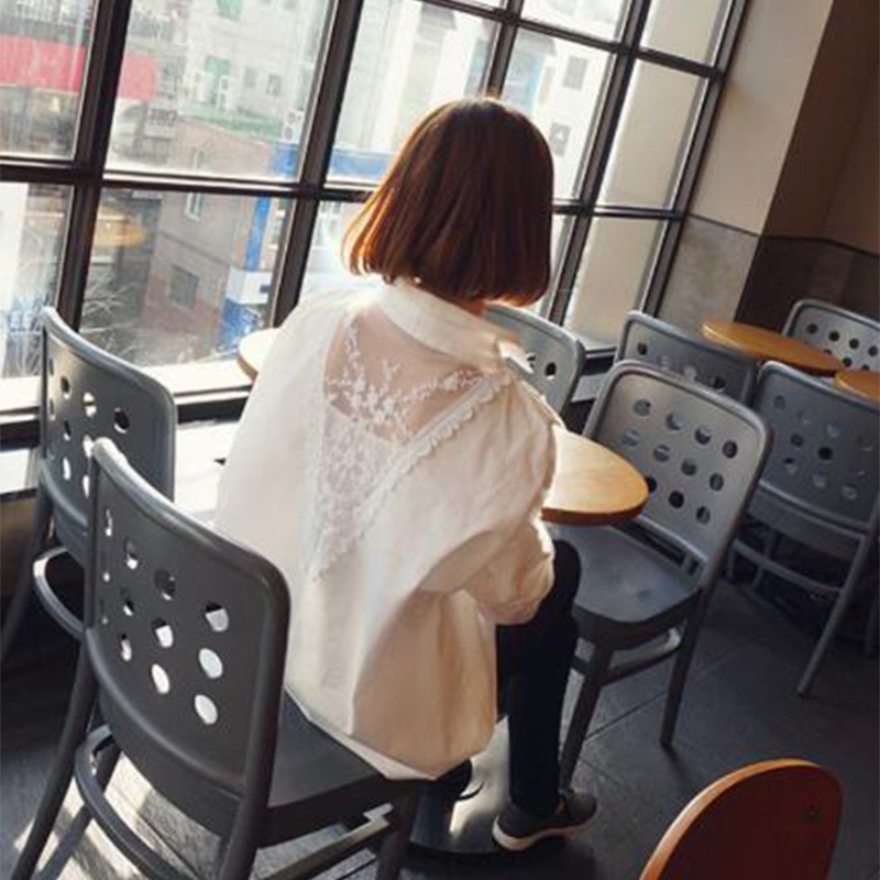 Áo Kiểu Nữ Cổ Chữ V Tay Dài Phối Ren Thời Trang