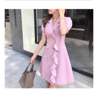 * (SALE-FREESHIP) Đầm cổ vest bèo hông ❤️❤️❤️CHIBEST_DA008