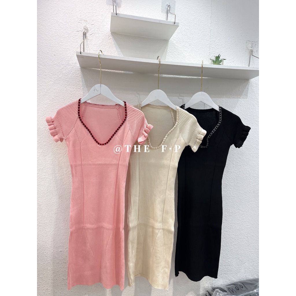 Đầm Tay Ngắn Cổ Chữ V Quyến Rũ Thời Trang Phong Cách Hàn Quốc Cho Nữ