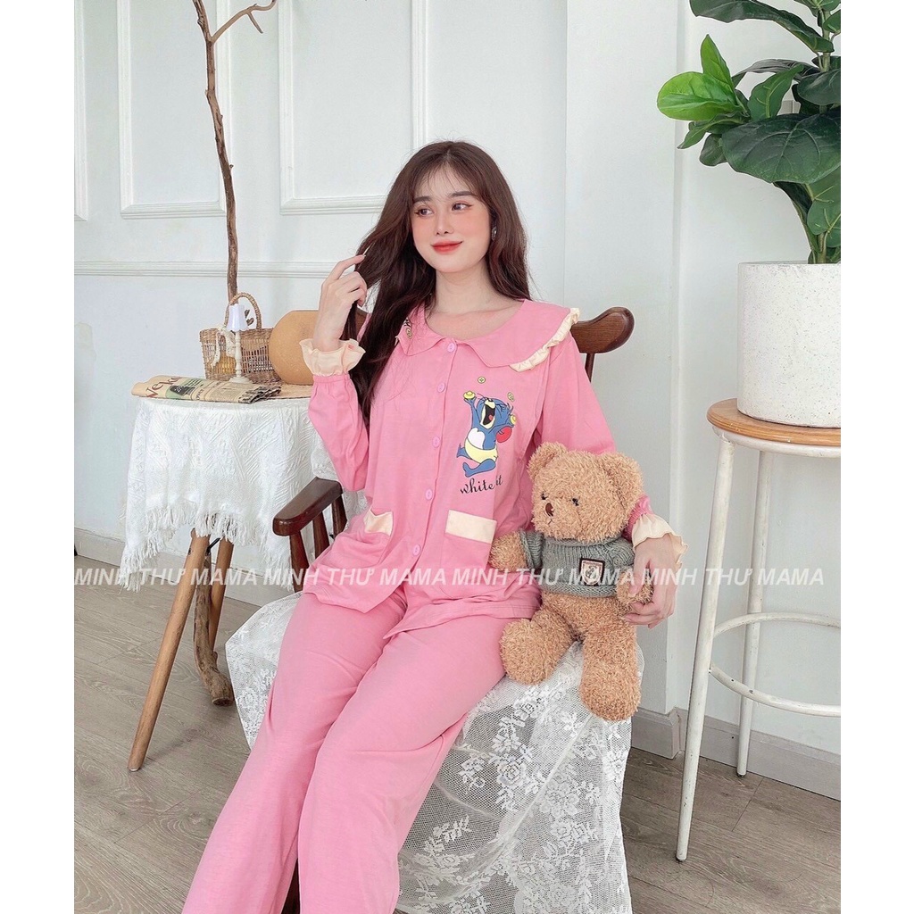 Bộ Đồ Bầuvà Sau Sinh Pijama COTTON  mặc 2 chức năng cho con bú-M469 -BỘBẦU