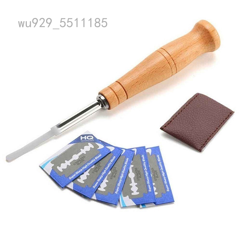 wu929_5511185  Dụng cụ cắt bột làm bánh mì với tay cầm gỗ tiện dụng kèm 5 lưỡi dao