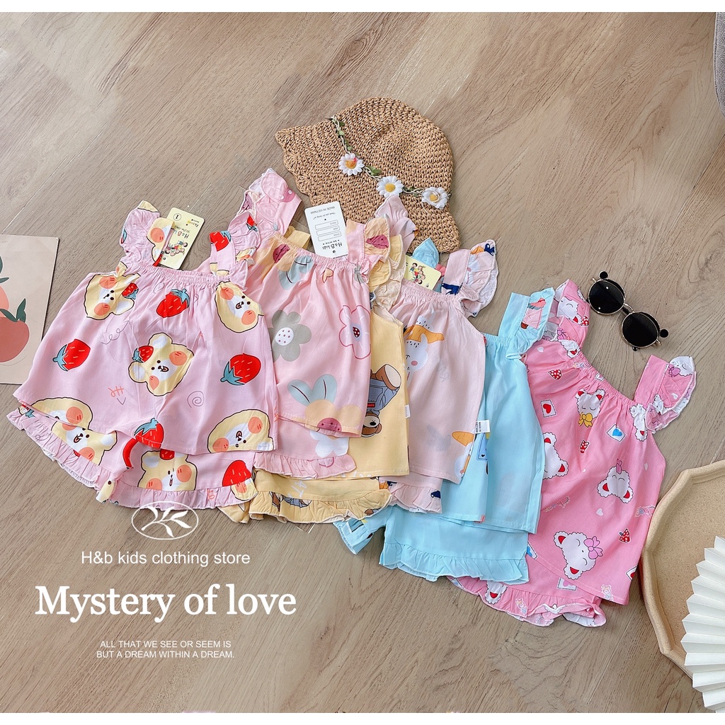 Đồ Bộ Tole Lanh 2 Dây Bé Gái 6-18kg Chất Mát Hoạ Tiêt Siêu Xinh, Đồ Bộ 2 Dây Cánh Tiên Mặc Nhà Cho Bé - AN.KID