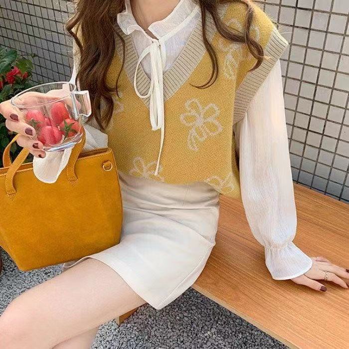 MỚI Áo khoác len cổ chữ v dáng rộng phong cách hàn quốc