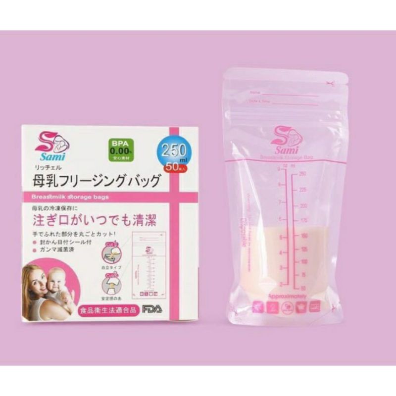 Hộp 50 túi chữ sữa sami hồng loại 250ml