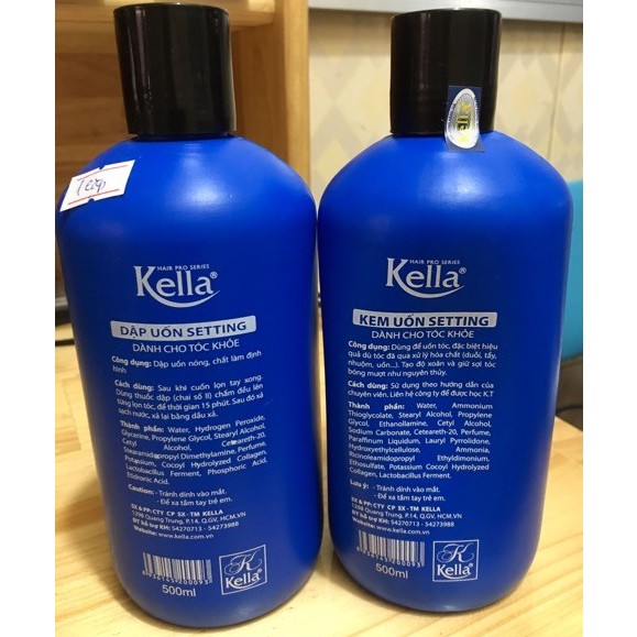 1 cặp kem uốn-dập setting Kella 500+500ml dành cho tóc khoẻ