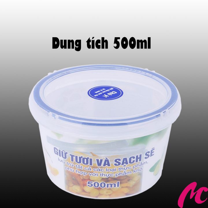 Hộp đựng thực phẩm tròn  500ml cao cấp có nắp Song Long_2512 lưu trữ thực phẩm,trữ đông an toàn_CC888