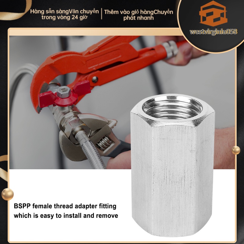 Hàng Hot Thép không gỉ BSPP Sợi nữ Sợi dây nối Hex Nut Rod Adapter Phù hợp cho kết nối đường ống nước Hàng giao ngayWestvirginia058