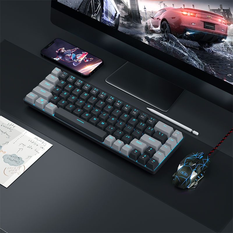 Bàn Phím Cơ MAGEGEE MK-Box 68 Phím 60% Type-C Có Đèn LED Nền Dành Cho Laptop Windows Mac