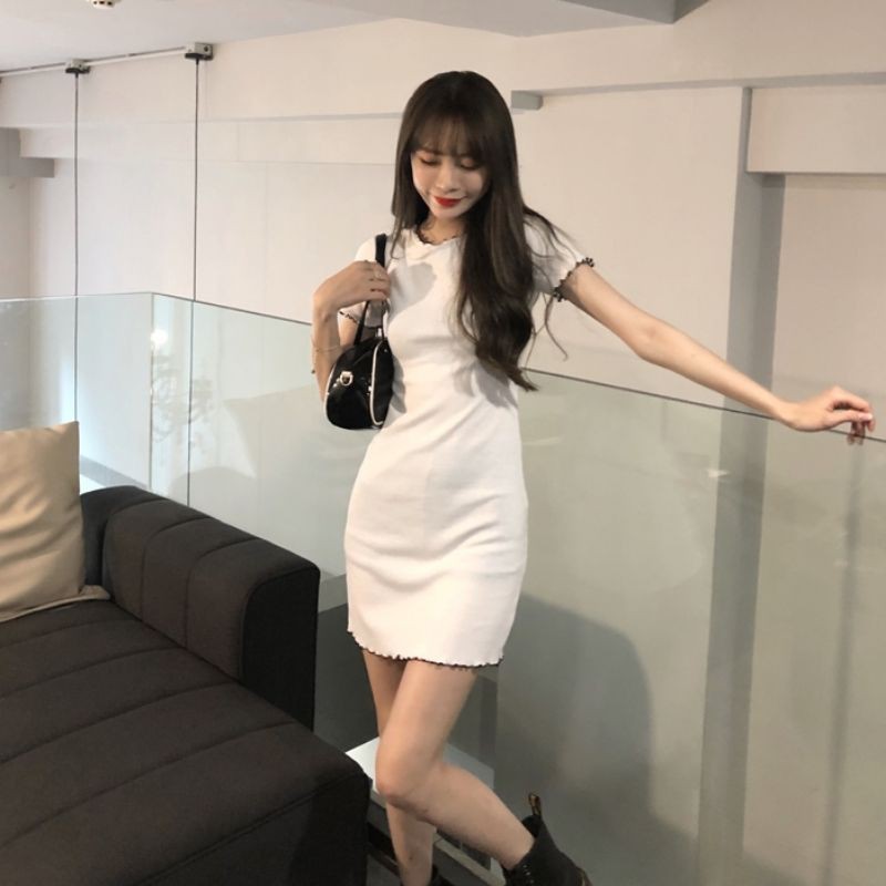 ĐẦM CỔ VIỀN ÔM BODY TAY NGẮN CUỐN VIỀN A4DCV