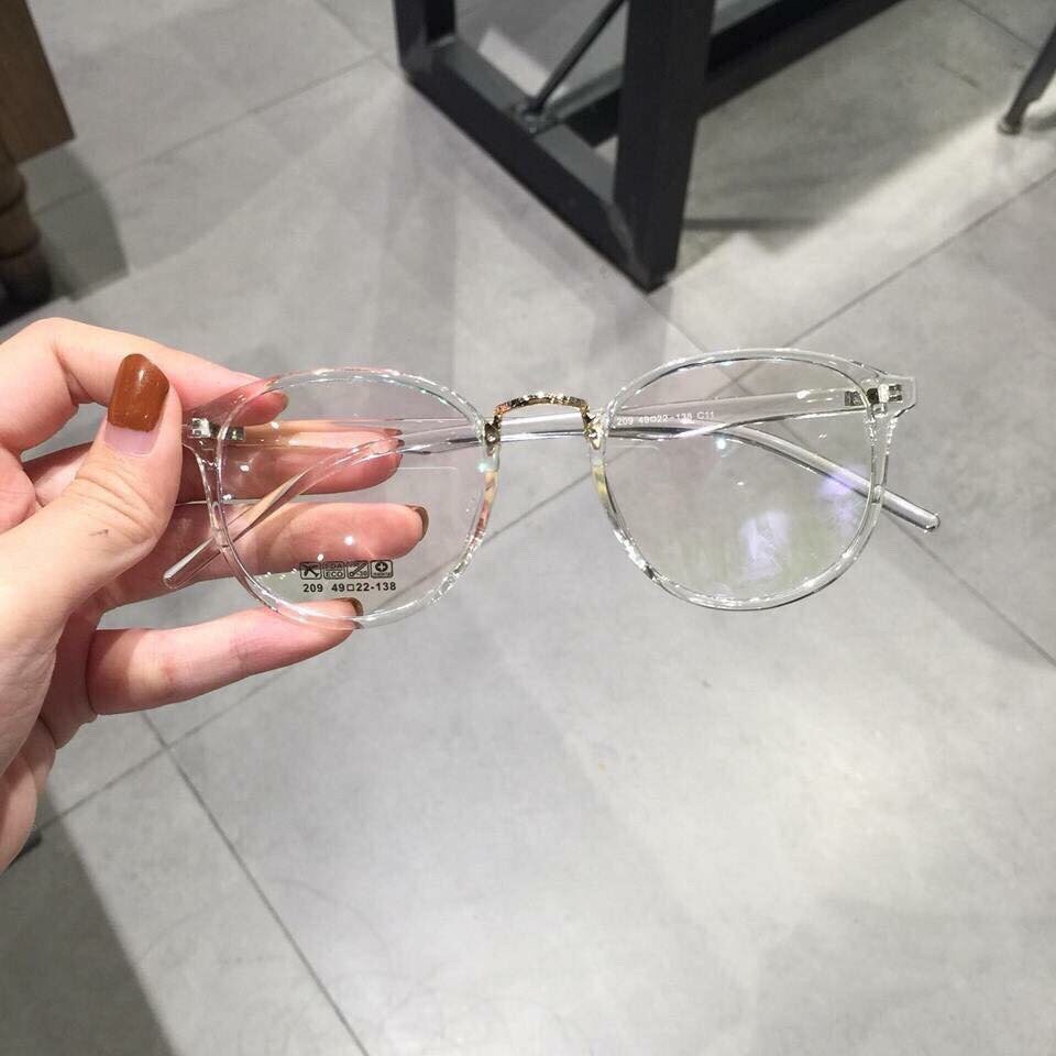 Mắt kính gọng cận form tròn tr209 unisex Nam nữ thời trang Hàn quốc