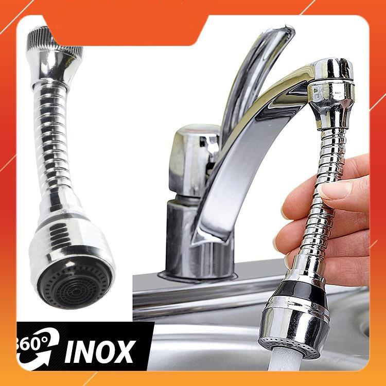 Đầu nối vòi chậu rửa inox tăng áp xoay 360, đầu nối vòi chậu rửa bát