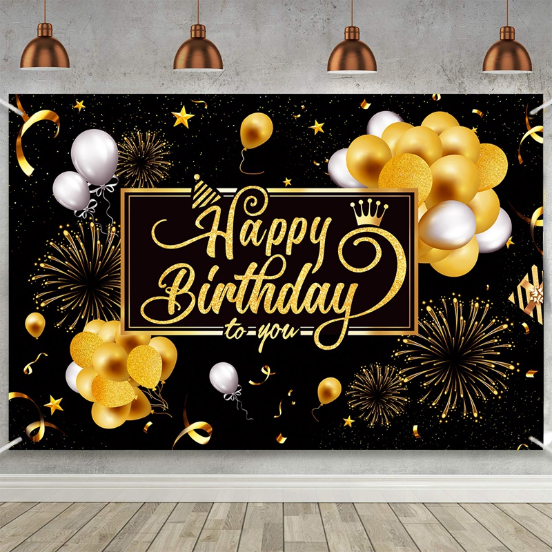 Bong Bóng Vàng Đen Bằng Polyester Kích Thước 1.5 * 1M Dùng Trang Trí Tiệc Sinh Nhật