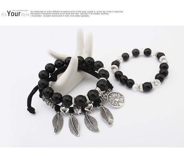 Set vòng Accessories hạt xanh mix charm