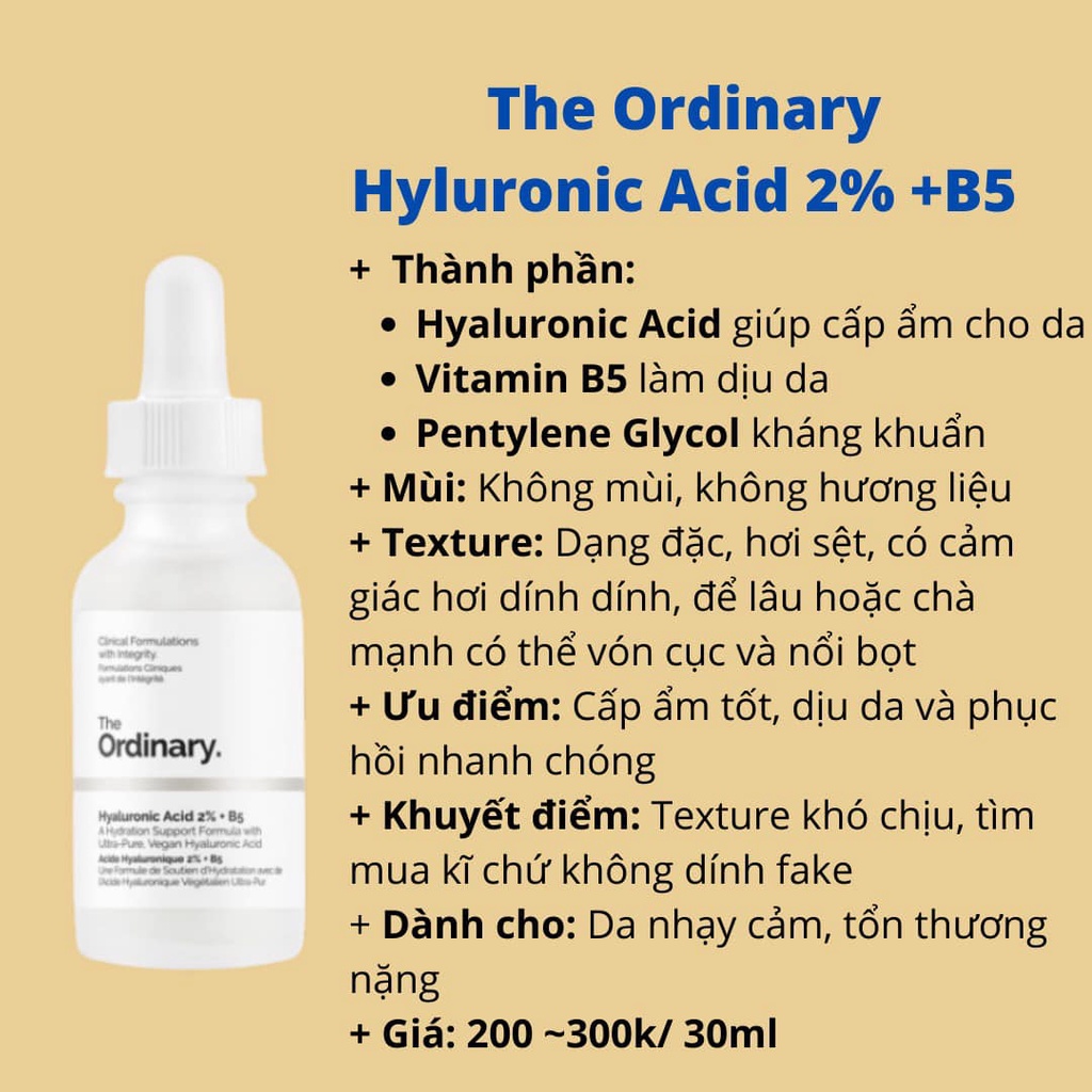 The Ordinary Hyaluronic Acid 2% + B5, Serum cấp nước phục hồi da - Thi Vũ