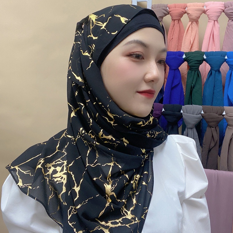 Khăn Choàng Cổ Chiffon In Họa Tiết Hoa Phong Cách Hồi Giáo Cho Nữ