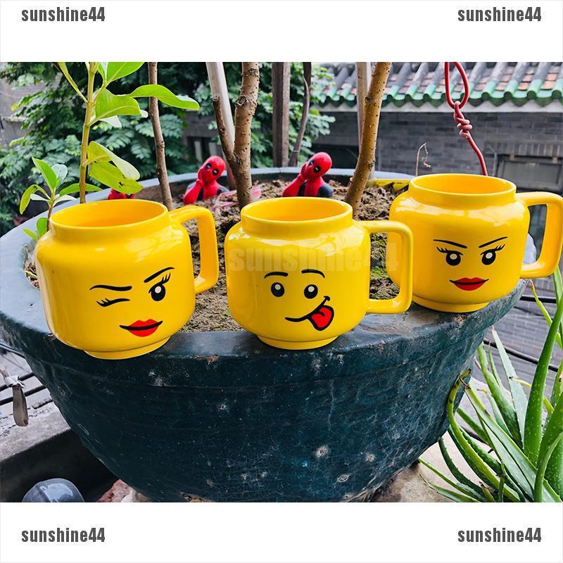 （sunshine44）250ml Yellow Ceramic Mug Smile Expression Cartoon Coffee Milk Tea Cup