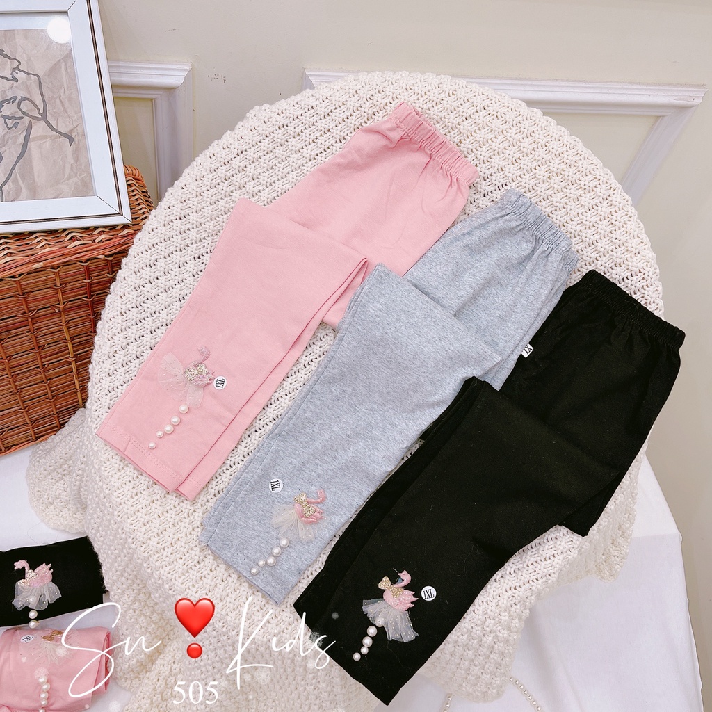 (18-32kg ) Quần legging bé gái giữ nhiệt chất cotton len dày dặn co giãn size nhí