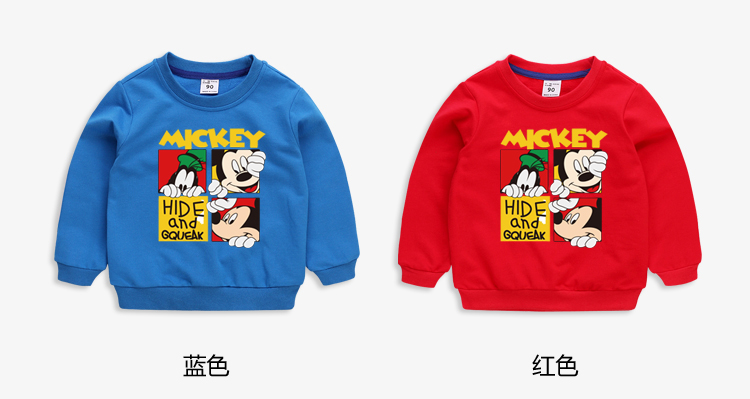 Áo Sweater tay dài in hình chuột Mickey 10 màu tùy chọn cho bé