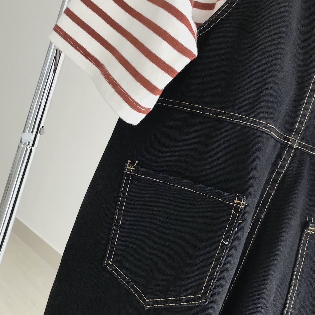 Quần Yếm Jean Nữ Ngắn JEM CLOSET Dáng Rộng DALY Thiết Kế Chỉ Viền Nổi Bật 7203
