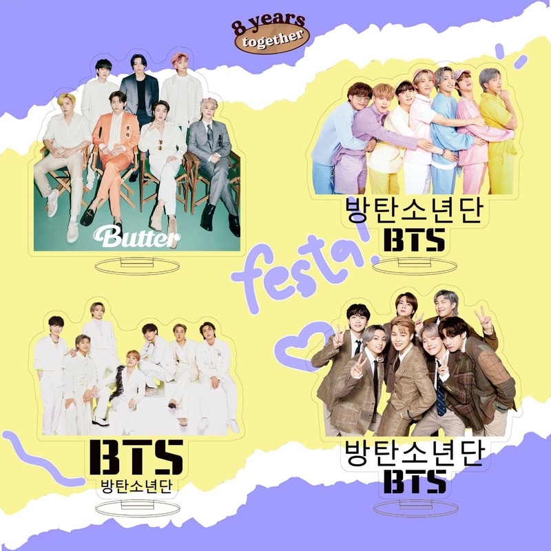 Mô hình nhóm nhạc KPOP BTS 2021 bằng Nhựa acrylic dạng đứng thu nhỏ dùng để trang trí mặt Bàn trang trí tiện dụng