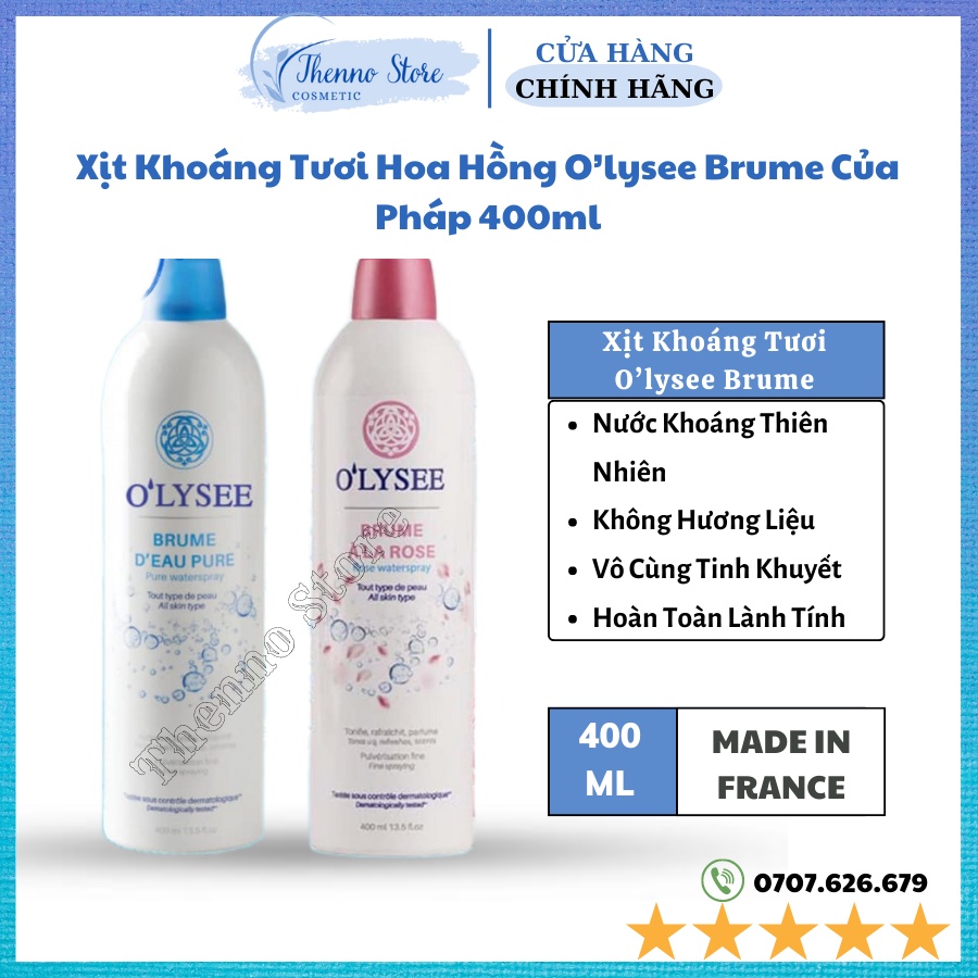 Xịt Khoáng Tươi Hoa Hồng O’lysee Brume Của Pháp 400ml