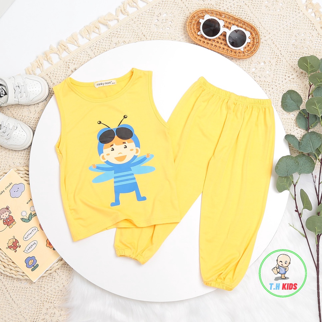 [Bé 7-27kg]Bộ sát nách quần alibaba thun lạnh Minky Mom cho bé trai bé gái từ 10-27kg - HÀNG CHUẨN