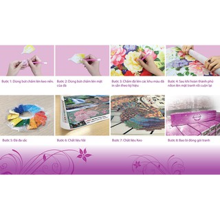 Tranh đính đá Bình hoa ba bức