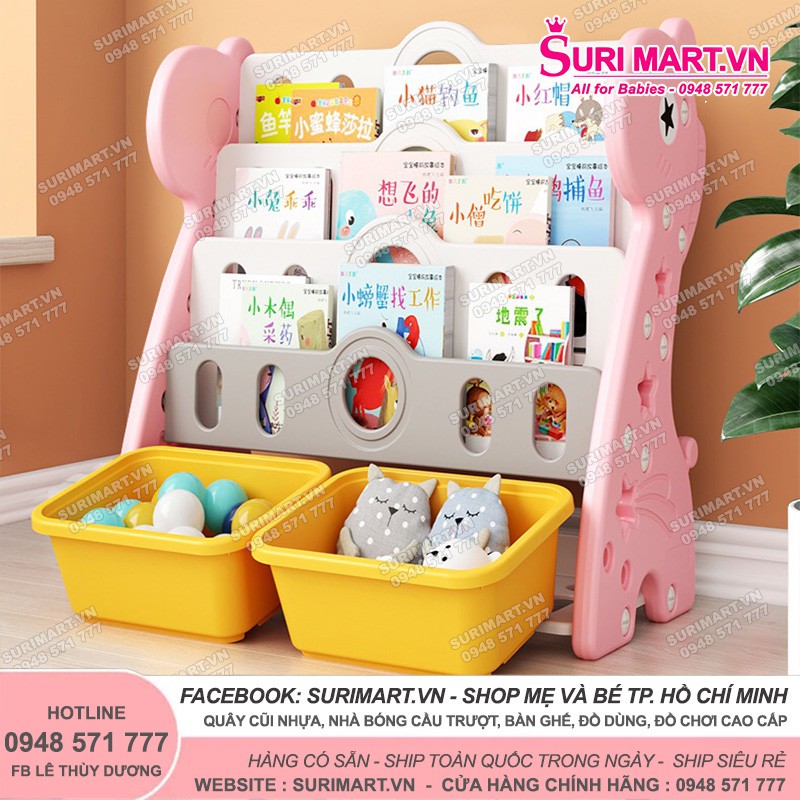 Kệ sách nhựa Newber cao cấp kèm 2 khay đựng đồ, Giá sách cho bé | BigBuy360 - bigbuy360.vn