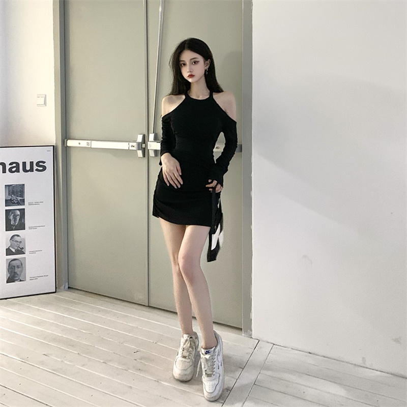 Đầm IELGY dáng ôm dài tay hở vai thời trang gợi cảm dành cho nữ