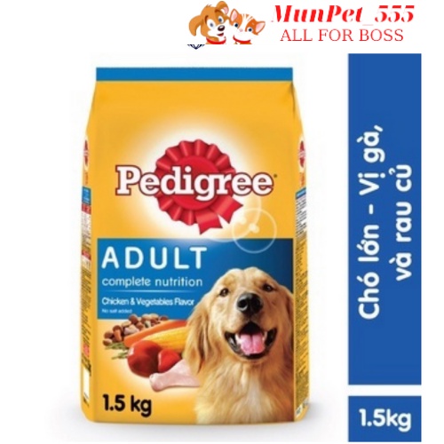 Thức ăn cho chó lớn Pedigree 1.5kg các vị nhập khẩu thái lan