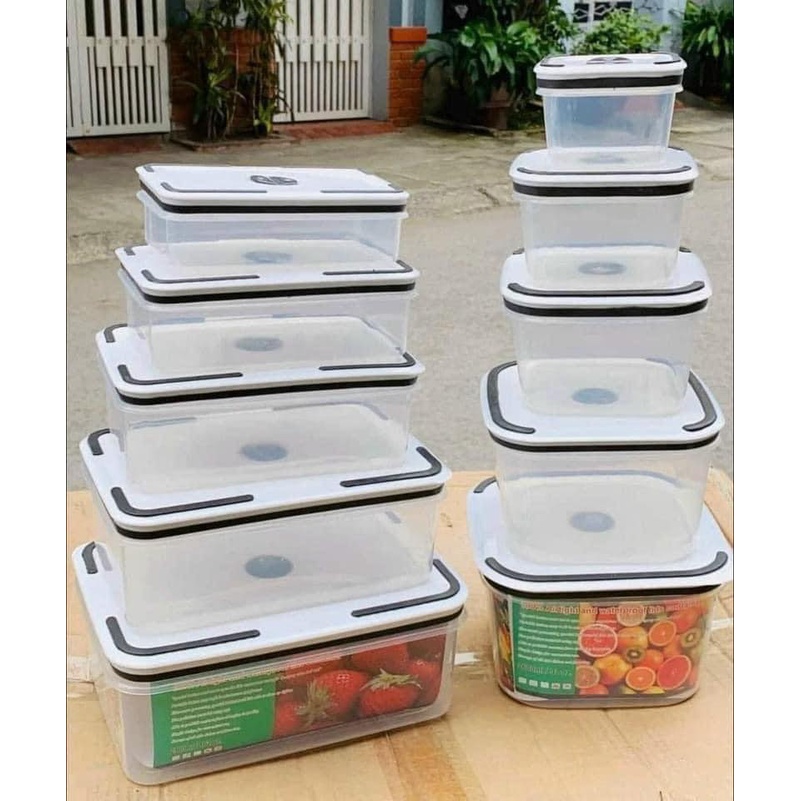 Hộp nhựa trắng đựng thực phẩm thức ăn có nắp set 5 hộp KAVAMO HN02