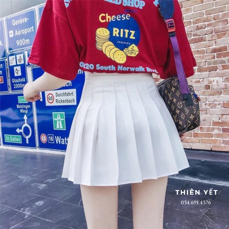 Chân váy TENNIS TRẮNG trơn có quần trong