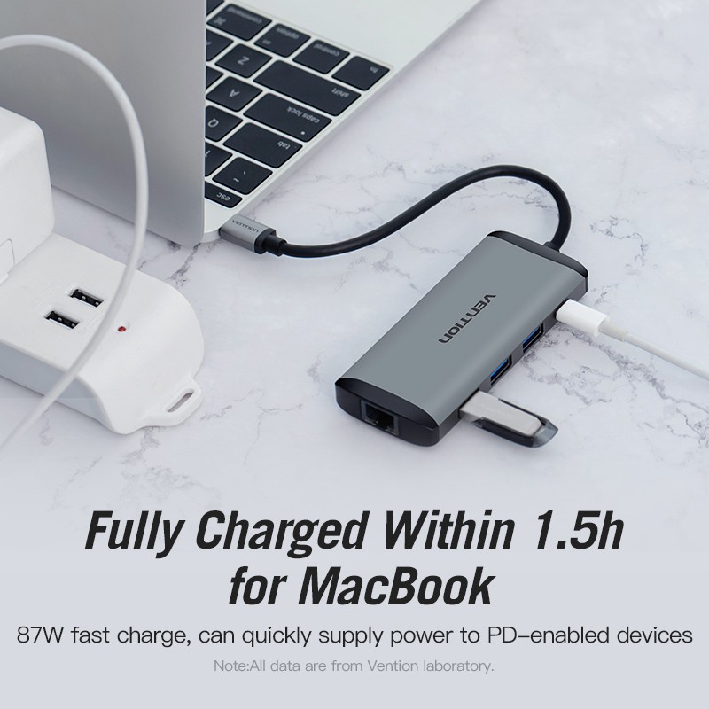 Vention Hub Chuyển Đổi Từ Type-C Sang 4k Hdmi Rj45 Vga Usb 3.0 Hub Cho Macbook Pro Huawei Mate 30 Usb-C 3.1