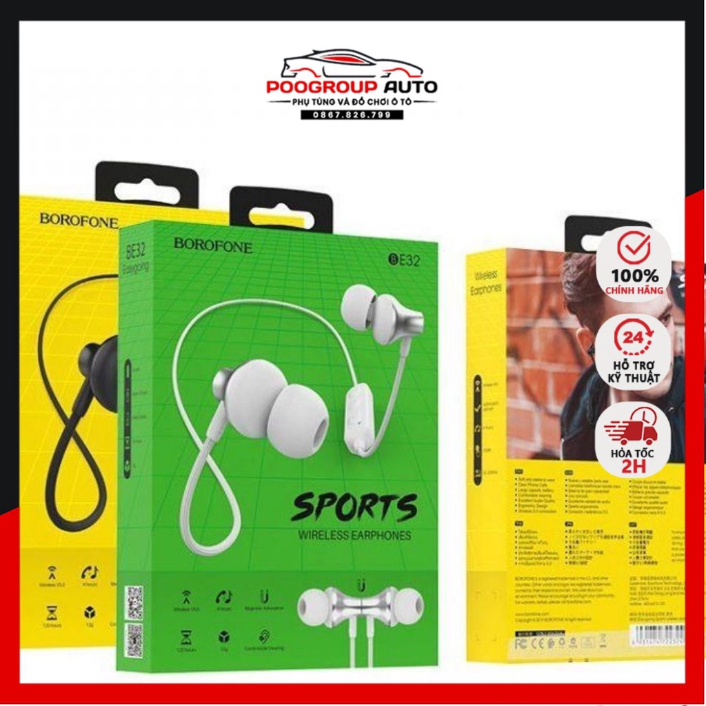 Tai nghe Bluetooth thể thao Borofone BE32 cao cấp BH 12 tháng poogroup