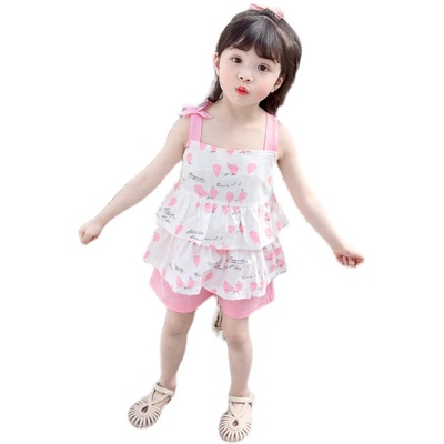 Summer 2Pcs/set Baby Girl Suits Baju Bayi Outwear Kids Clothing Summer Fashion Short Sleeve Shirts Tops + Pants Gadis Saman Clothing