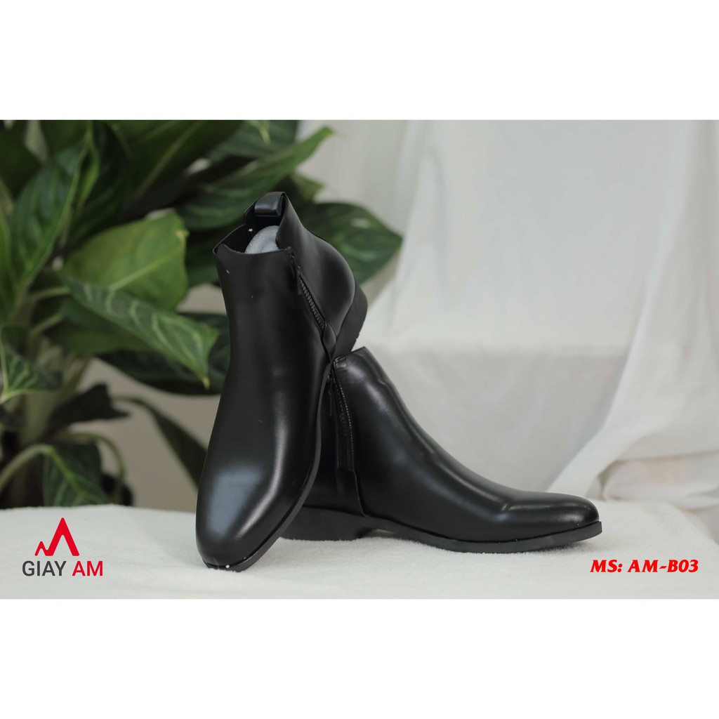 [Giày Chelsea boot da bò thật] - Giày cao cổ nam giúp tăng chiều cao gần 5cm