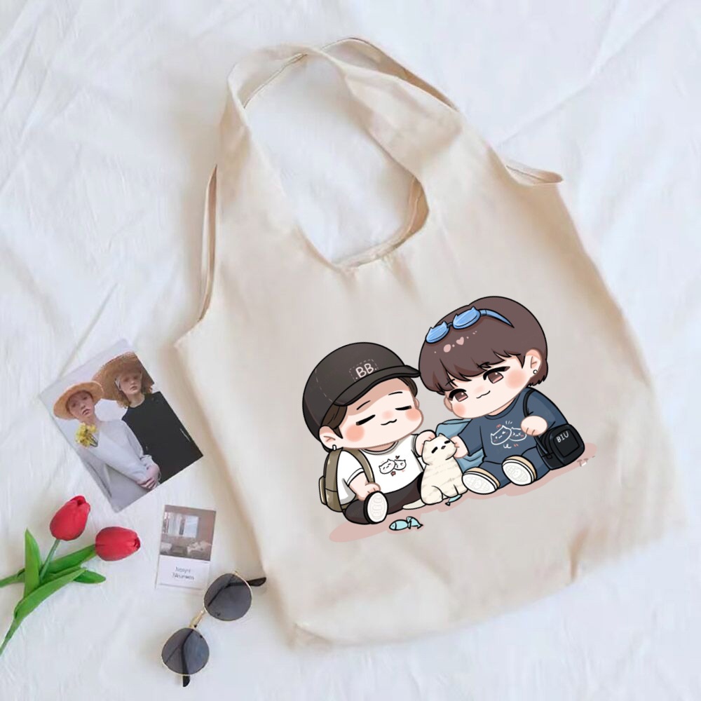 Kinporsche Túi Vải canvas Đeo Vai Đi Mua Sắm Mùa Hè Cho Nữ Sinh