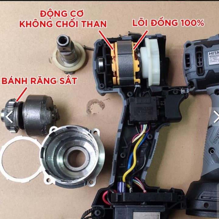 Siết bulong hitachi 118V Không chổi thanTặng Bộ Phụ kiện 26 chi tiết như hình