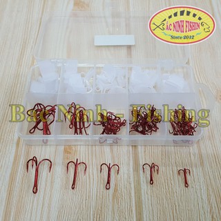 Hộp lưỡi câu ba tiêu, lưỡi câu lure Thép Carbon 5 size
