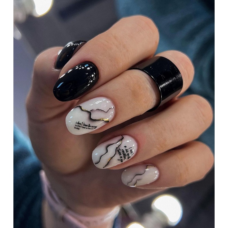 1 Tờ Miếng Dán Trang Trí Móng Tay Nghệ Thuật Họa Tiết Kẻ Sọc/Hình Học/ Gợn Sóng Màu Vàng Đồng DIY