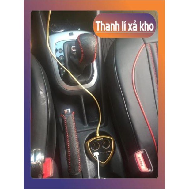 [DA BÒ ]BỌC CẦN SỐ + TAY PHANH KIA RIO/ FORTE/ CERATO CÓ NÚT BẤM.DA BÒ THẬT KHÂU THỦ CÔNG, KHẮC LOGO HÃNG