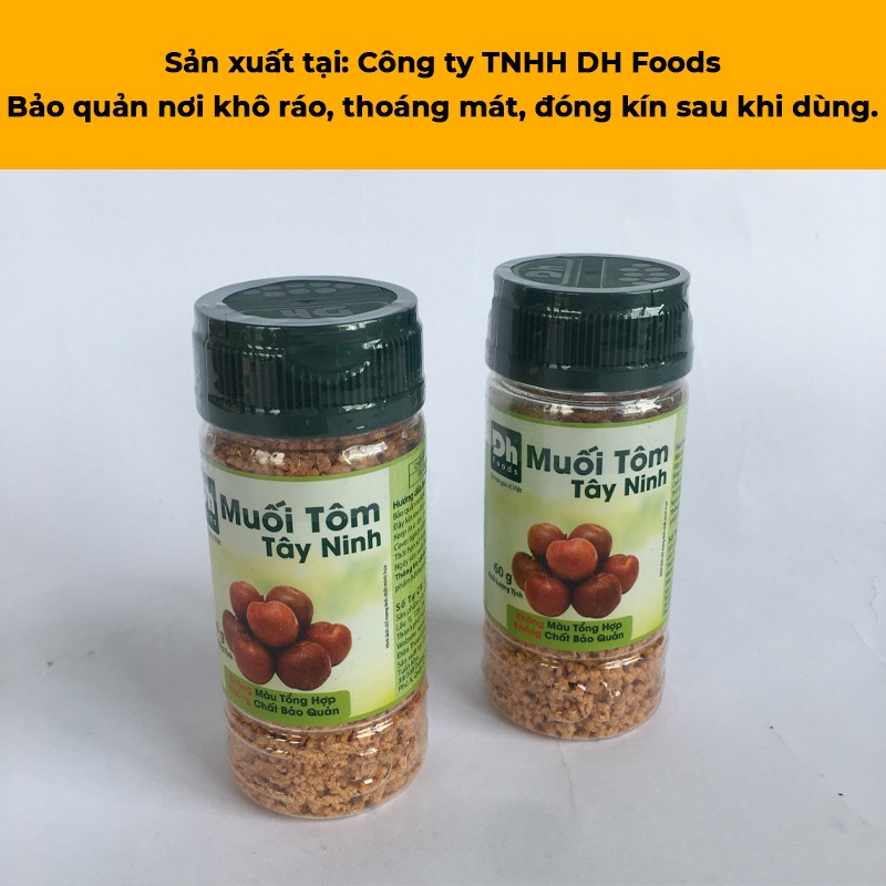 Muối tôm Tây Ninh hạt to DH Foods hủ 60gr siêu cay loại 1 chấm trái cây đặc sản làm quà vệ sinh an toàn thực phẩm